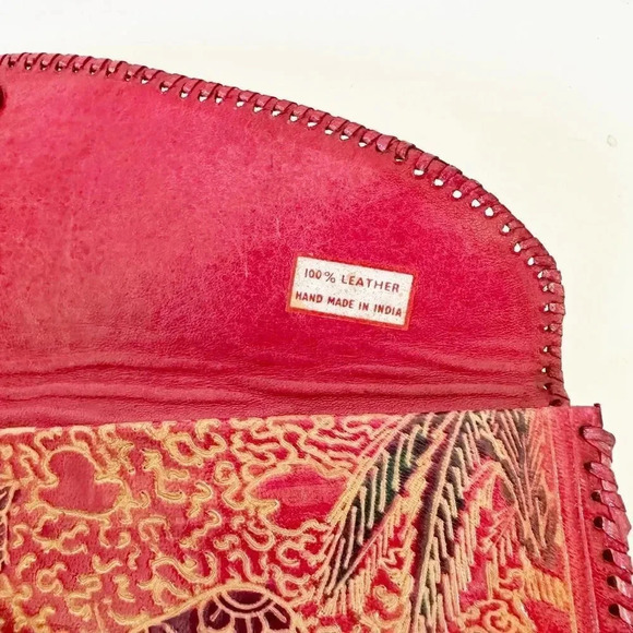 HANDMADE 100% Leather Made In India Clutch & Wallet Hand Tooled - Picture 3 of 8